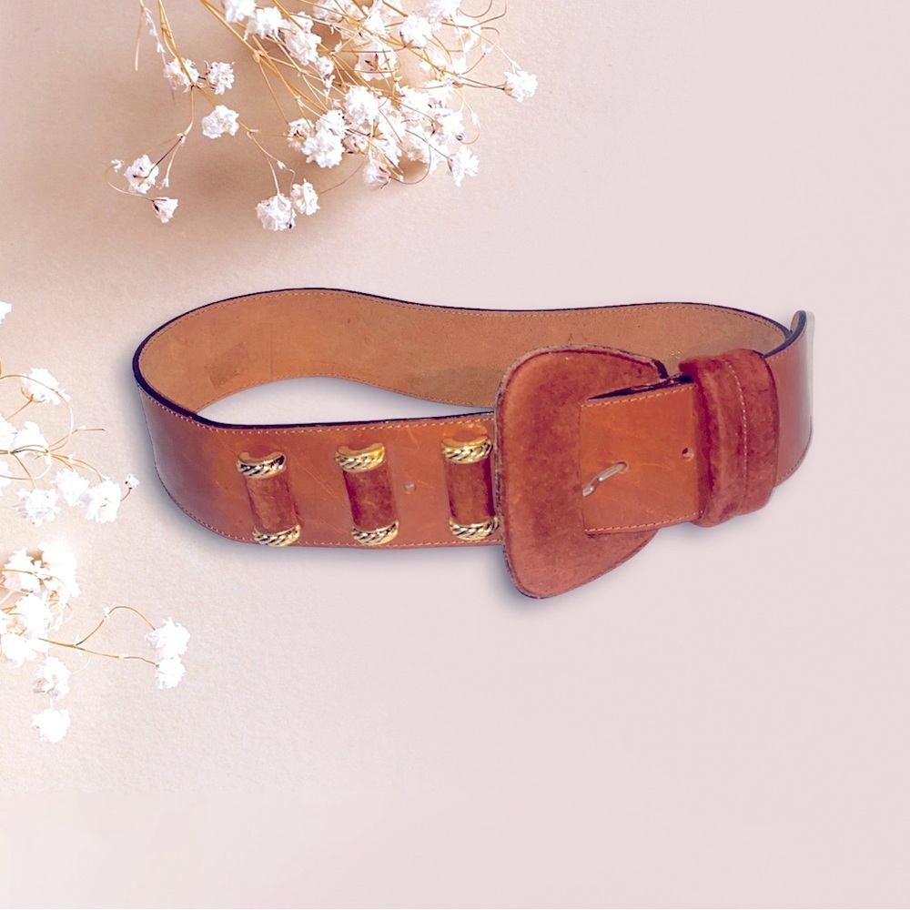 Wide Leather Belt made in Italy